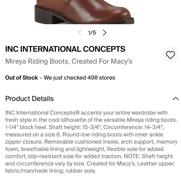 International Concepts Riding Boots Cognac Leather - Picture 5 of 9